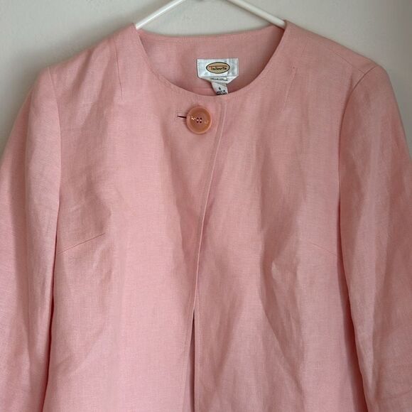 Vintage Talbots 100% Irish linen lightweight cardigan jacket coat pink size 6 - Picture 2 of 9
